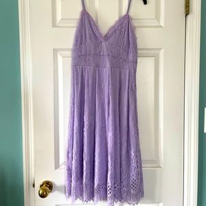 Aooksmery Lavender Midi Lace Dress